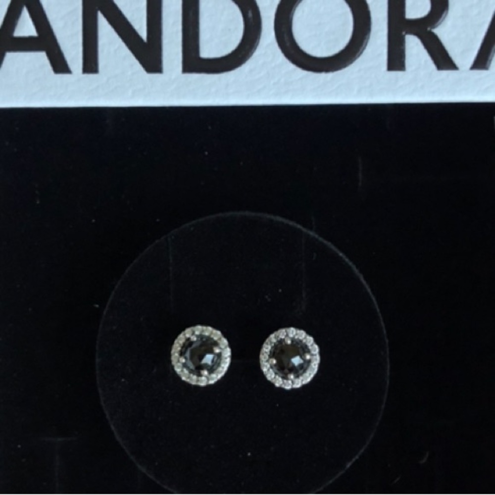 Authentic Pandora Round “Sparkle “Stud Earrings.NWOT. - Picture 2 of 2